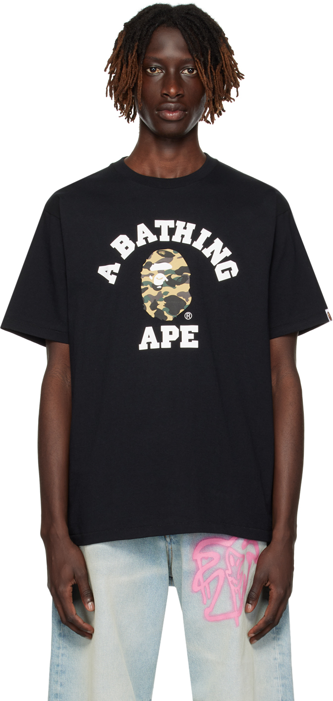 BAPE: Black 1st Camo T-Shirt | SSENSE