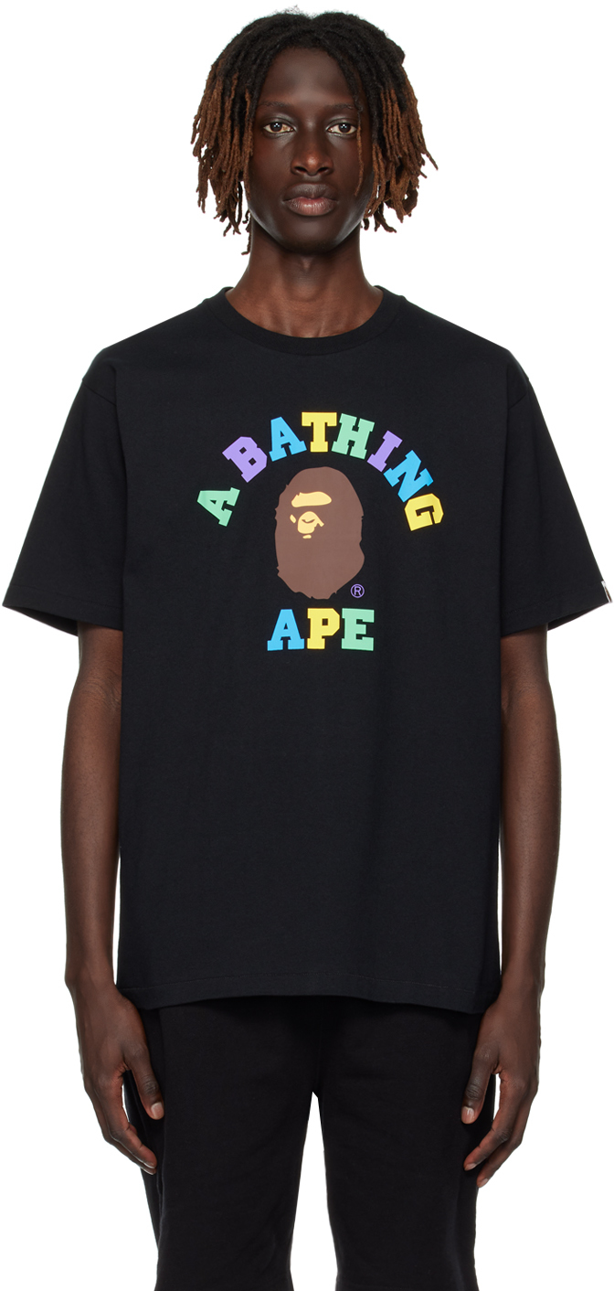 BAPE: Black Printed T-Shirt | SSENSE