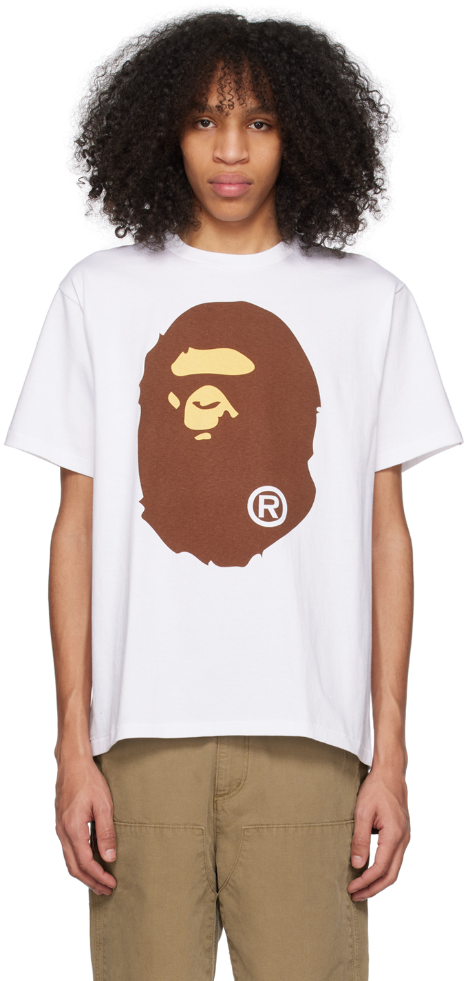 BAPE: White Pigment Big Ape Head T-Shirt | SSENSE