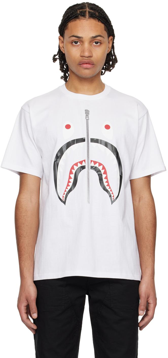BAPE: White Speed Racer Shark T-Shirt | SSENSE