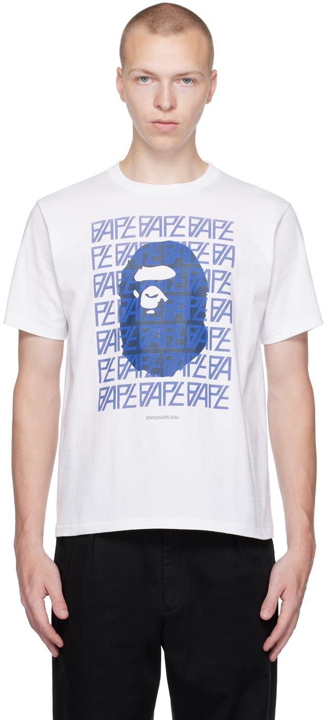 BAPE: White Monogram T-Shirt | SSENSE