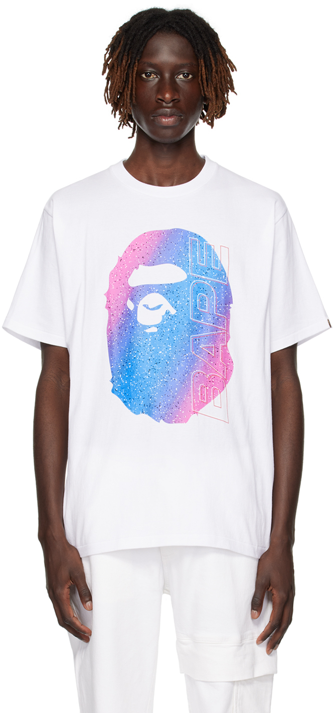 BAPE: White Electro Neon T-Shirt SSENSE