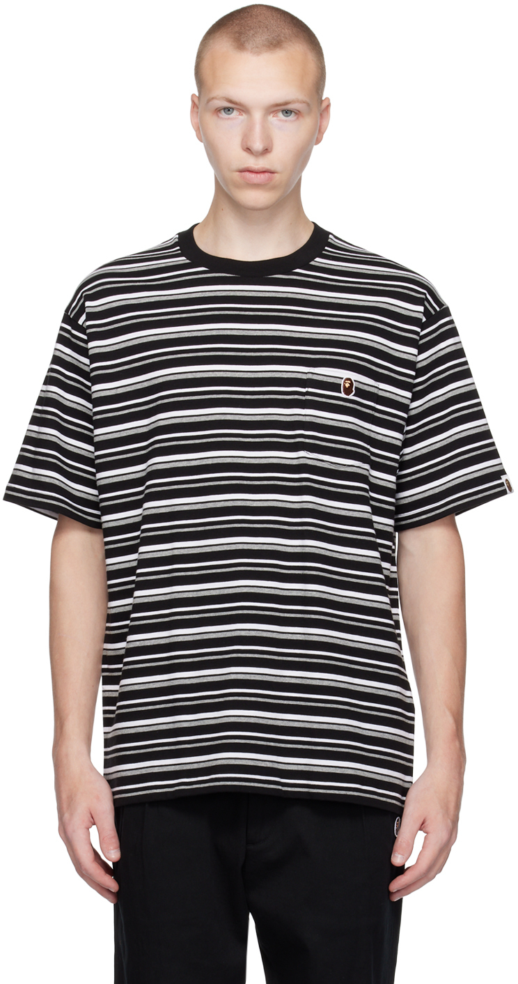 BAPE: Black & White Hoop One Point T-Shirt | SSENSE