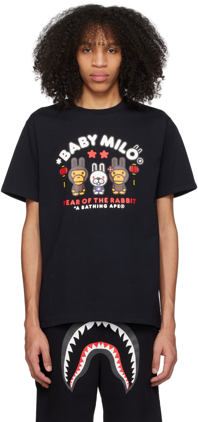 BAPE: Black 'Baby Milo' T-Shirt | SSENSE