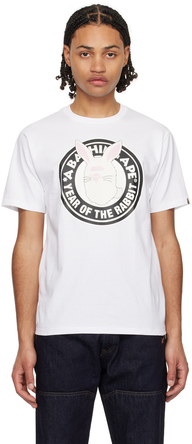Bape White Crewneck T-shirt In Wht