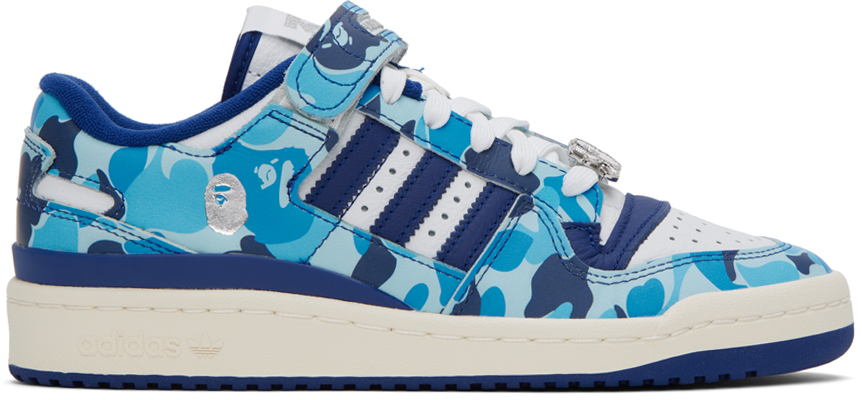 BAPE: Blue & White adidas Edition Forum 84 Sneakers | SSENSE Canada