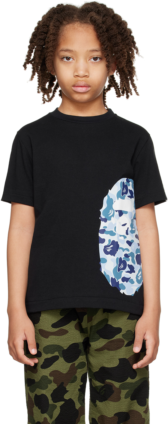 Kids Black ABC Camo Side Big Ape Head T-Shirt by BAPE | SSENSE Canada