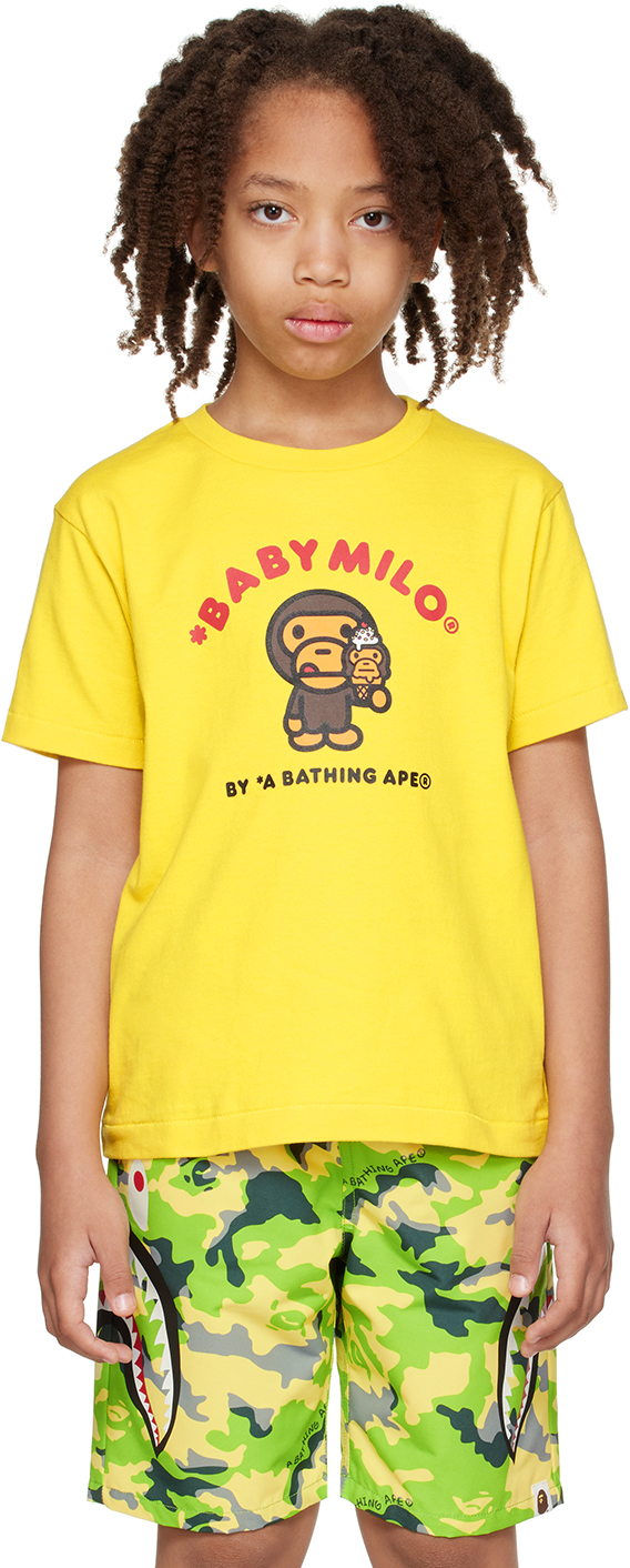 Kids Yellow 'Baby Milo Ice Cream #2' T-Shirt by BAPE | SSENSE