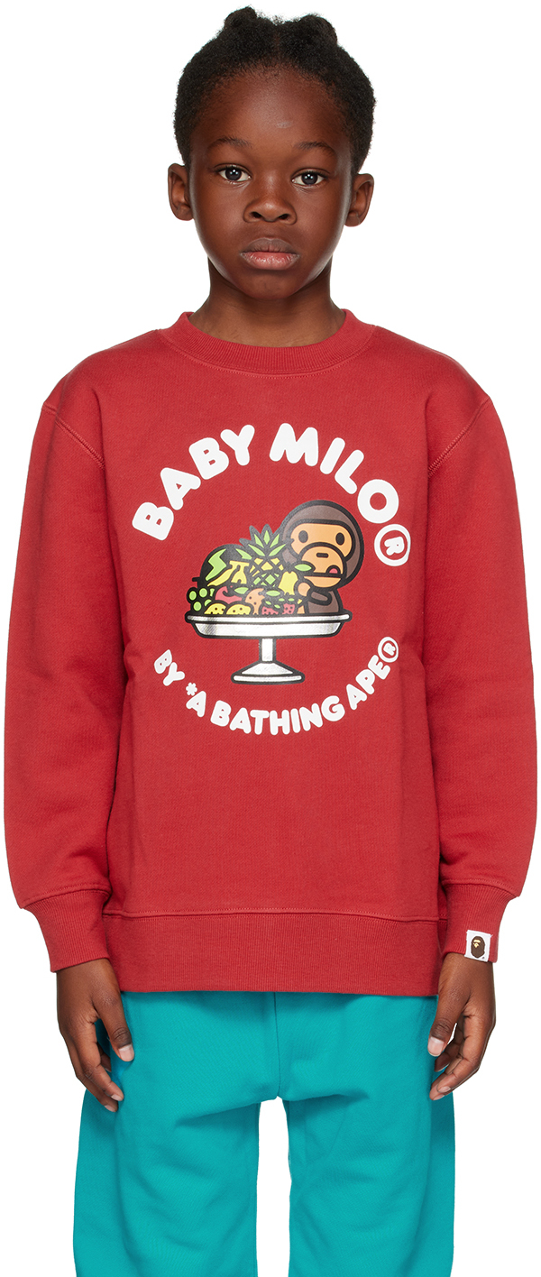 Shop Bape Kids Red Baby Milo Fruit Sweatshirt In Burgundy
