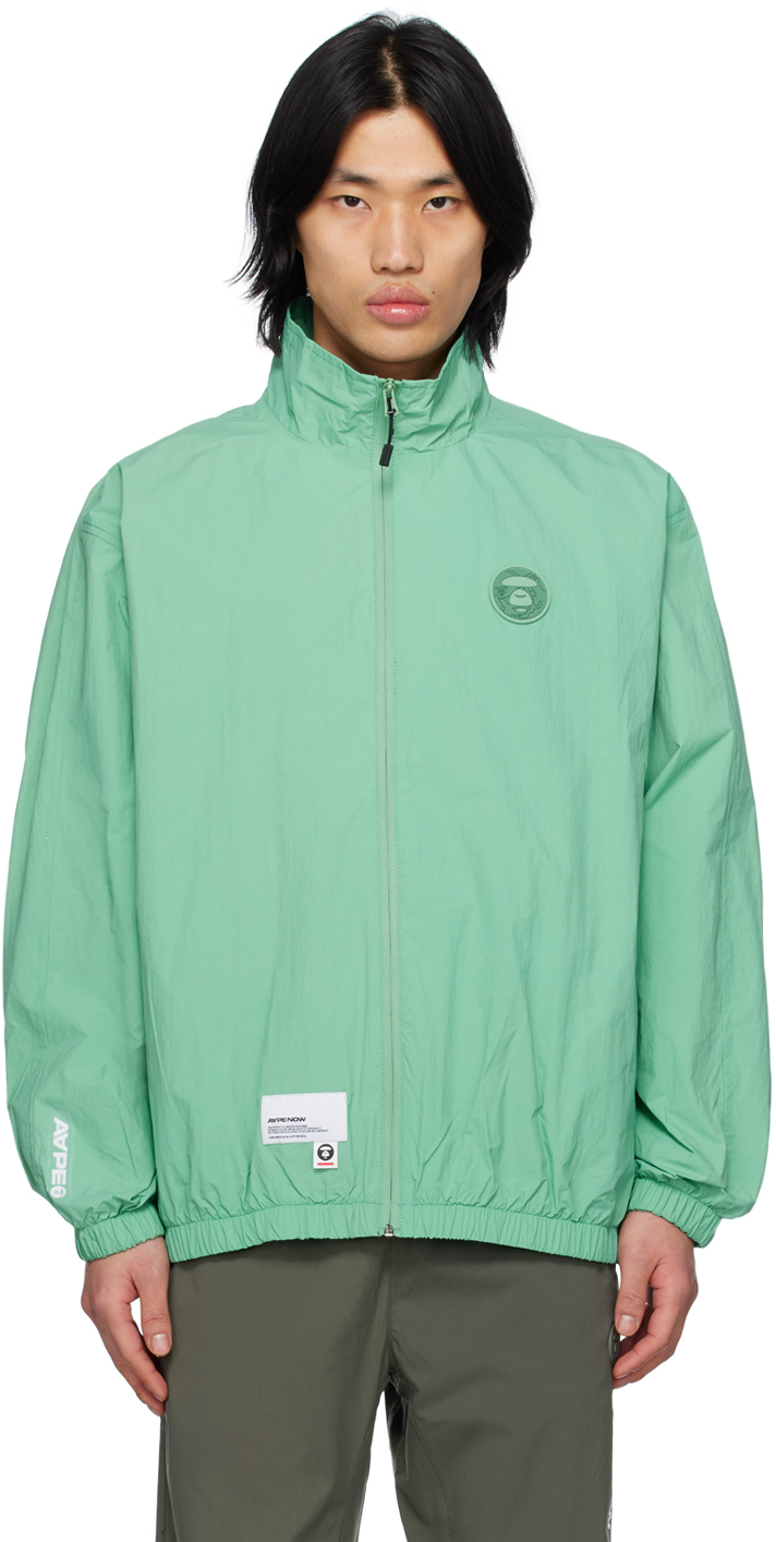 AAPE by A Bathing Ape: Green Embroidered Jacket | SSENSE