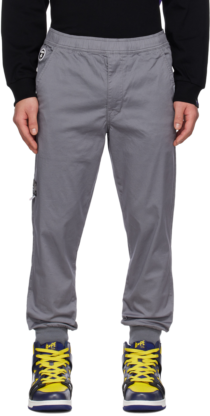 Aape By A Bathing Ape Gray Embroidered Lounge Pants In Gyl