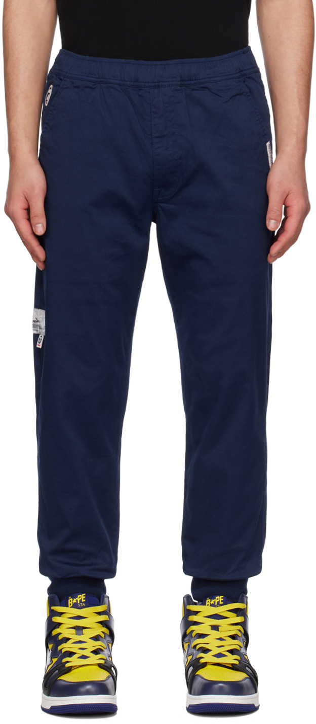 AAPE by A Bathing Ape Navy Embroidered Lounge Pants