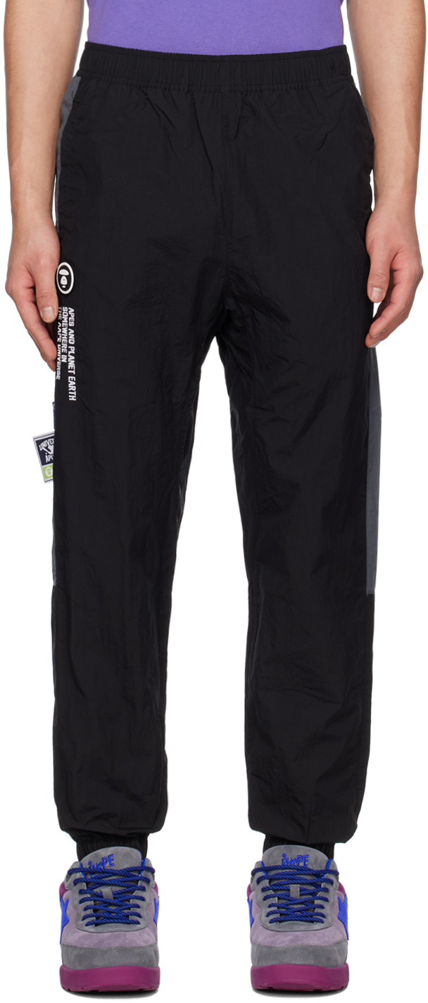 Black 'Universe' Sweatpants by AAPE by A Bathing Ape on Sale