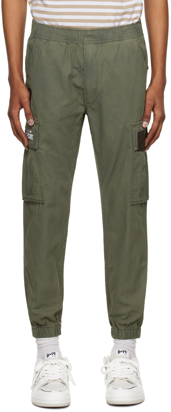 Aape By A Bathing Ape Camouflage Panel Cargo Trousers In Green