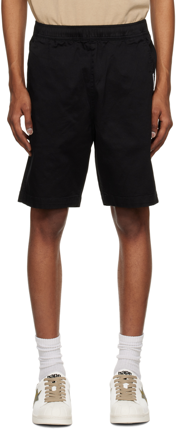 Aape By A Bathing Ape Black Embroidered Shorts In Bkx