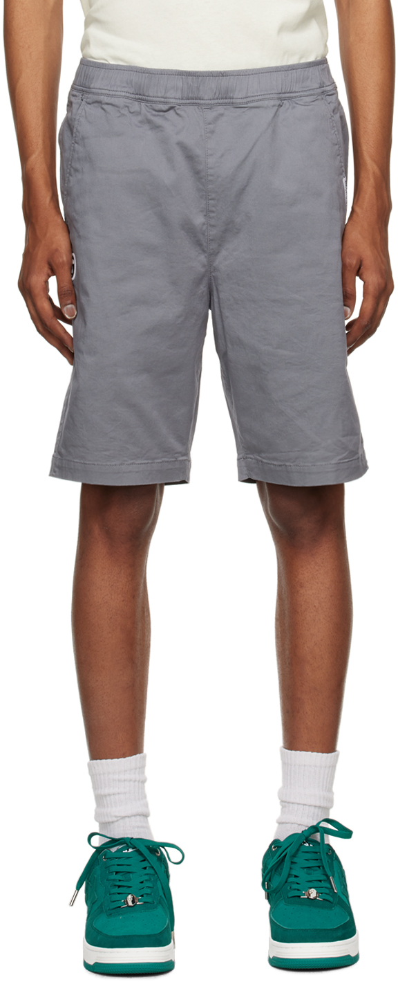 Aape By A Bathing Ape Gray Embroidered Shorts In Grey