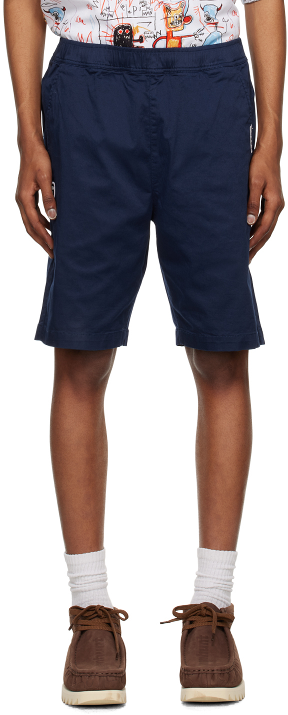 Aape By A Bathing Ape Navy Embroidered Shorts In Nyx