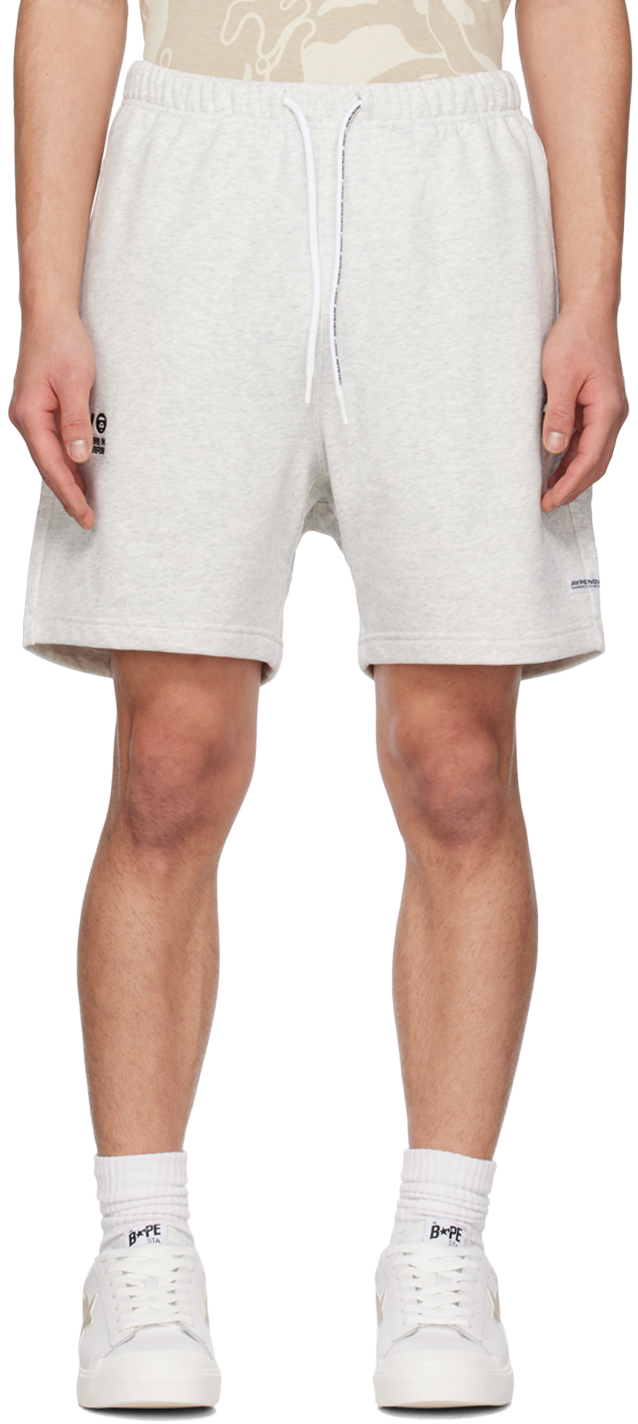 Aape By A Bathing Ape Gray Embroidered Shorts In Wh2