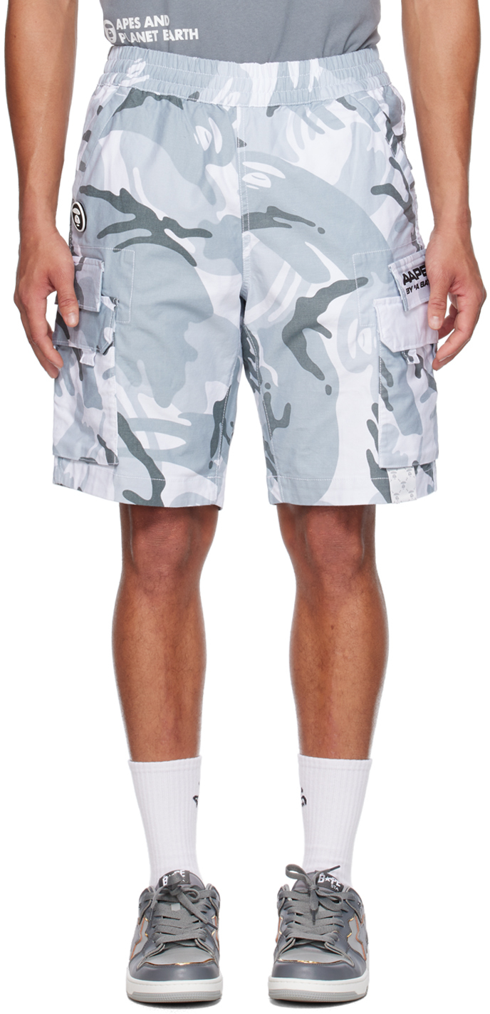 Aape By A Bathing Ape Gray Camouflage Cargo Shorts In Whz
