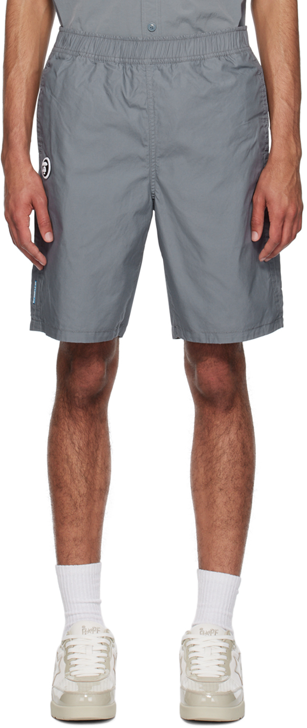 Aape By A Bathing Ape Gray Camouflage Reversible Shorts In Gyl