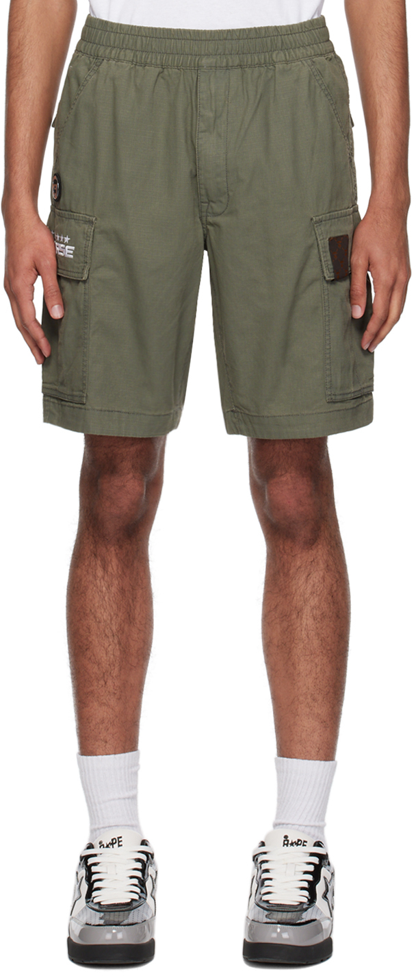 Khaki Garment-Dyed Cargo Shorts