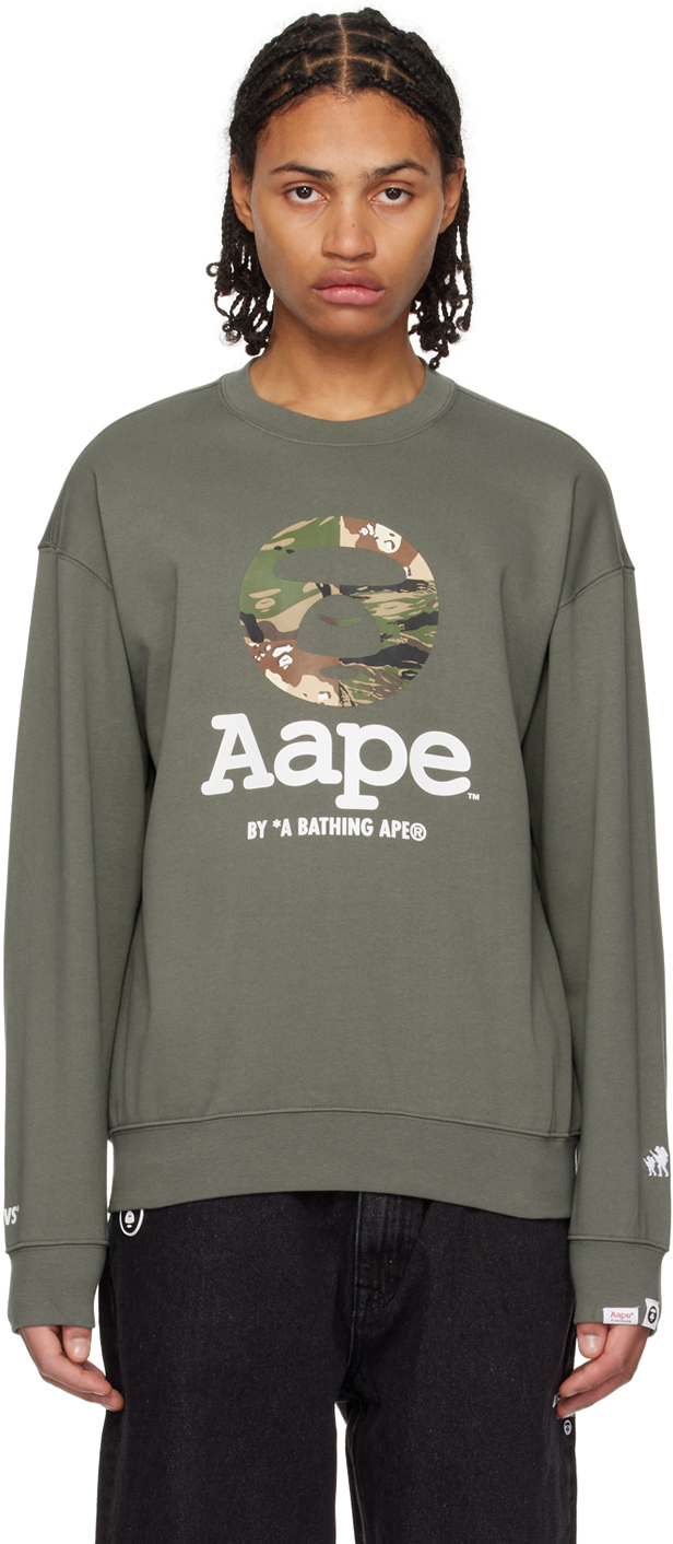 AAPE by A Bathing Ape Green Printed Sweatshirt