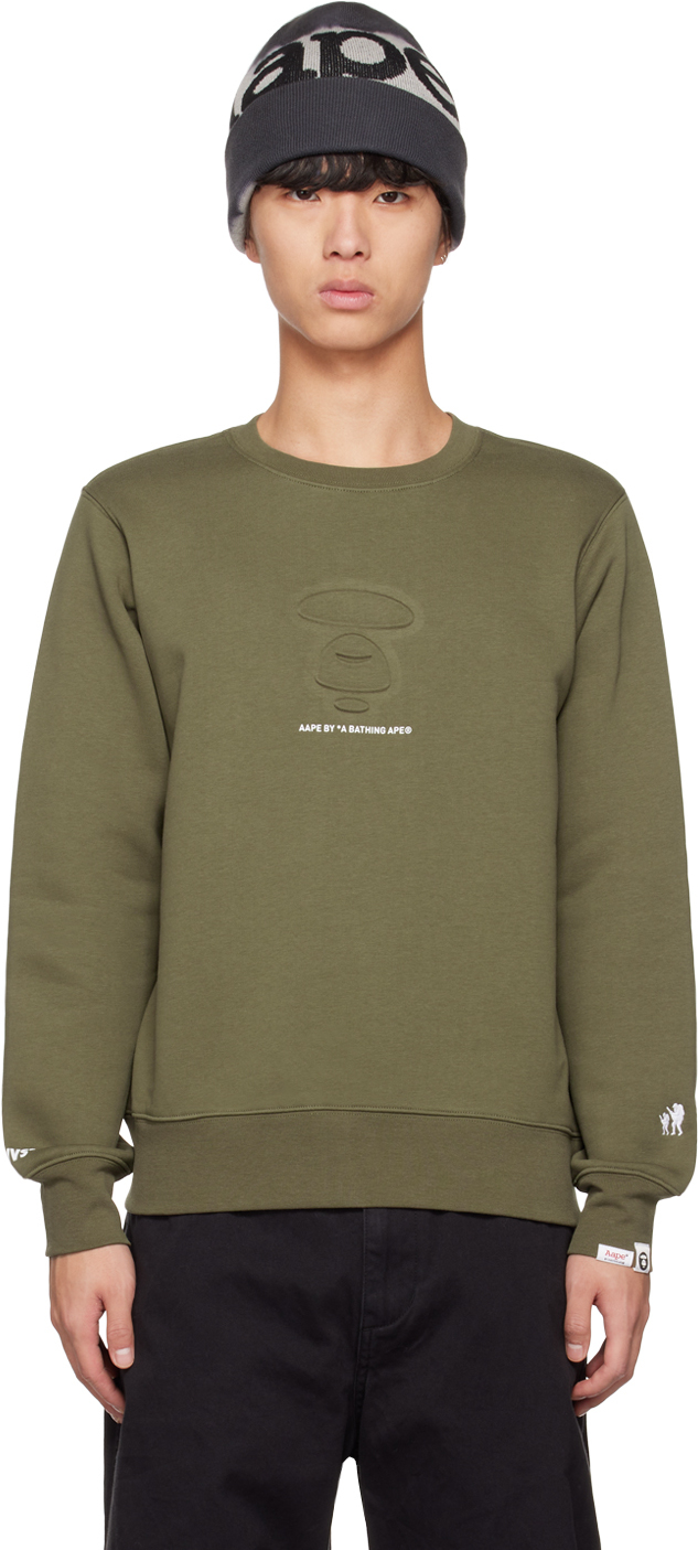Aape By A Bathing Ape Logo-print Crew-neck Sweatshirt In Green