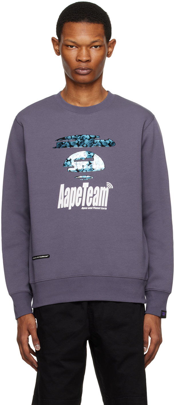 Aape By A Bathing Ape Purple Moonface Sweatshirt In Gys