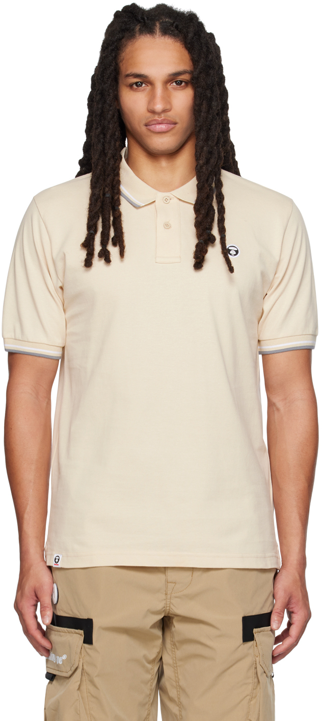 Aape By A Bathing Ape Beige Embroidered Polo In Bgl