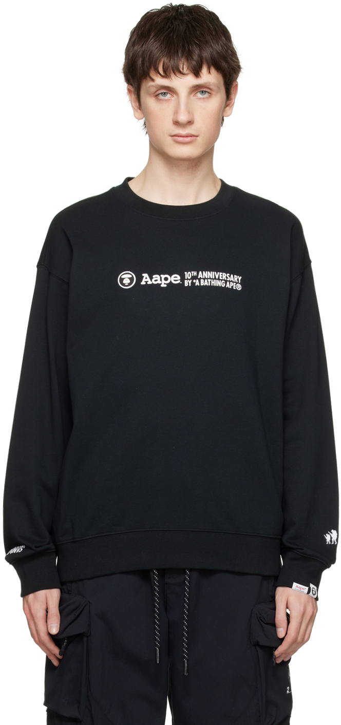 Aape By A Bathing Ape Black Printed Sweatshirt