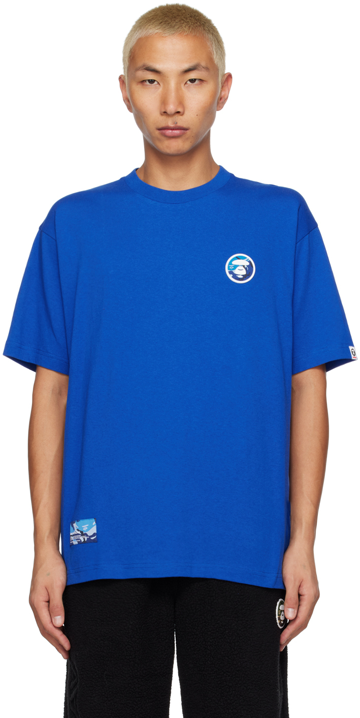 AAPE by A Bathing Ape: Blue Patch T-Shirt | SSENSE UK