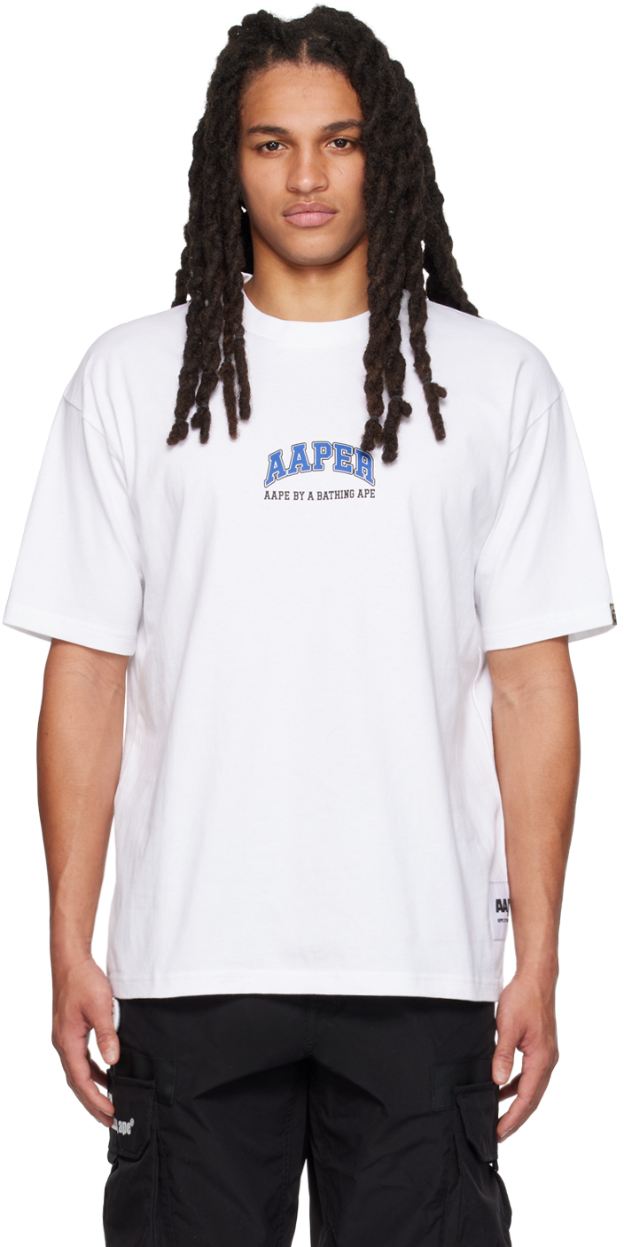 AAPE by A Bathing Ape: White 'AAPER' T-Shirt | SSENSE