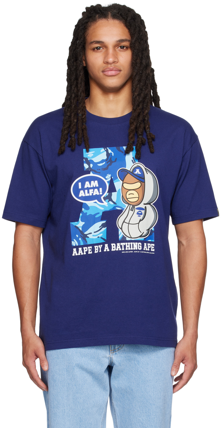 AAPE by A Bathing Ape: Blue Theme T-Shirt | SSENSE