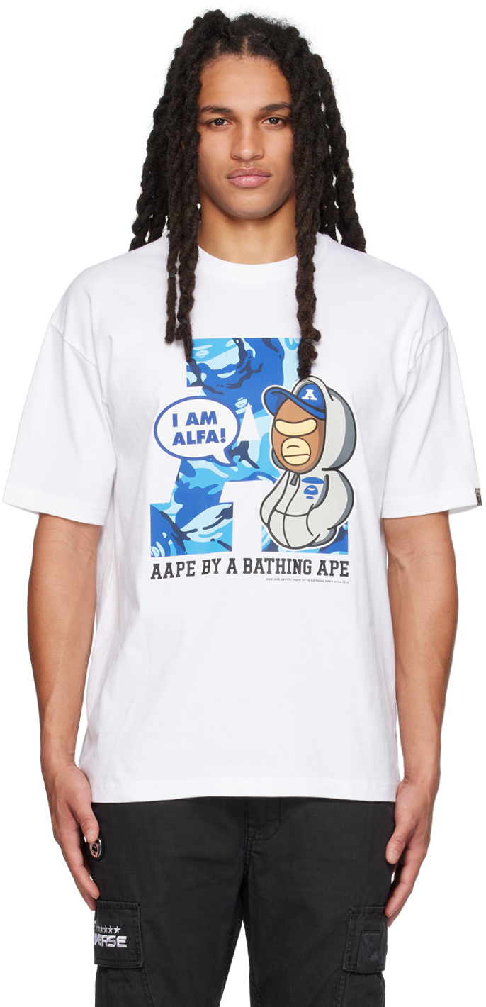 Aape By A Bathing Ape White Theme T-shirt In Whx | ModeSens