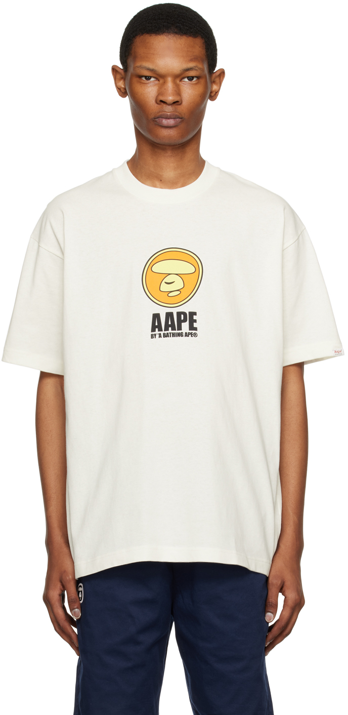 AAPE by A Bathing Ape: White Theme T-Shirt | SSENSE