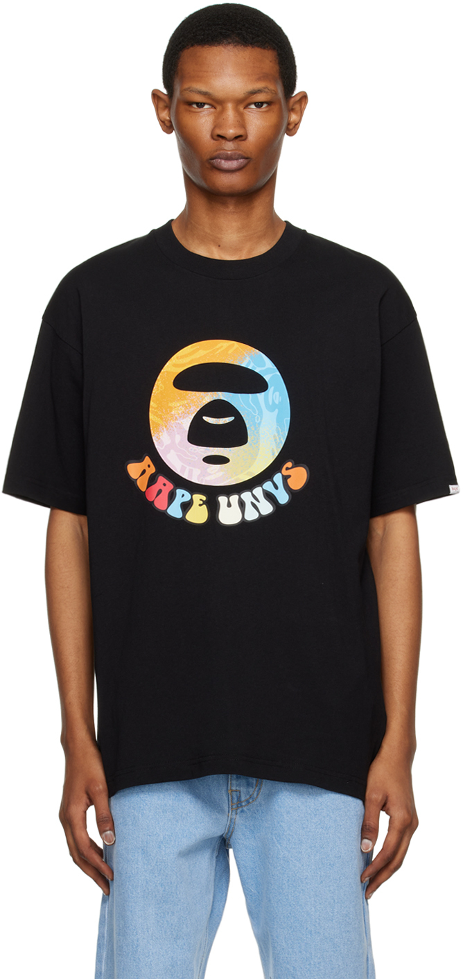 AAPE by A Bathing Ape: Black Moonface T-Shirt | SSENSE