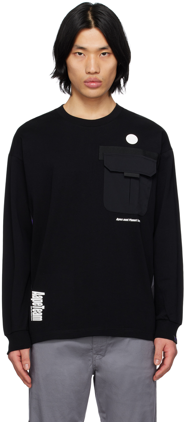 Aape By A Bathing Ape Black Moonface Long Sleeve T-shirt In Bkx