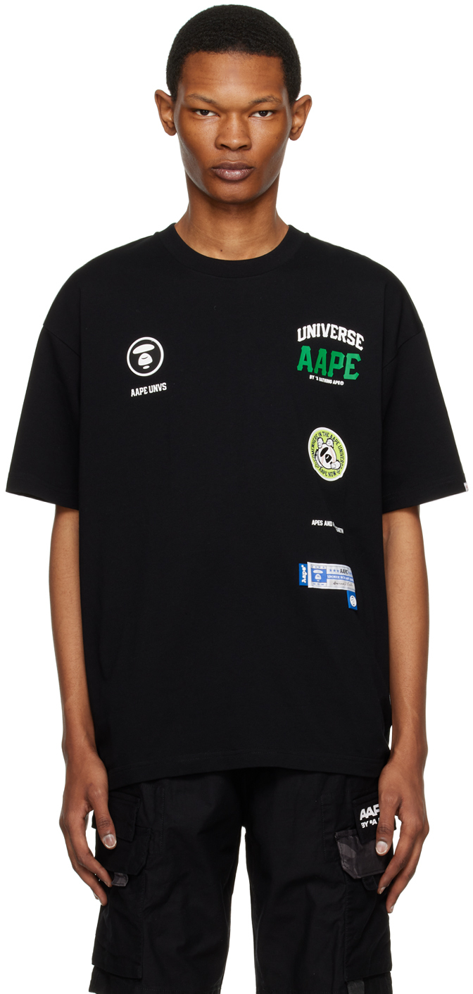 Aape By A Bathing Ape Logo-patches Cotton T-shirt In Schwarz