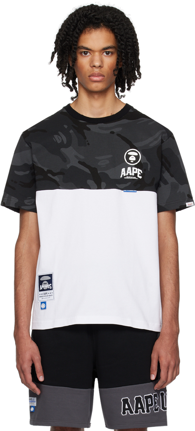 Black & White Moonface Paneled T-Shirt