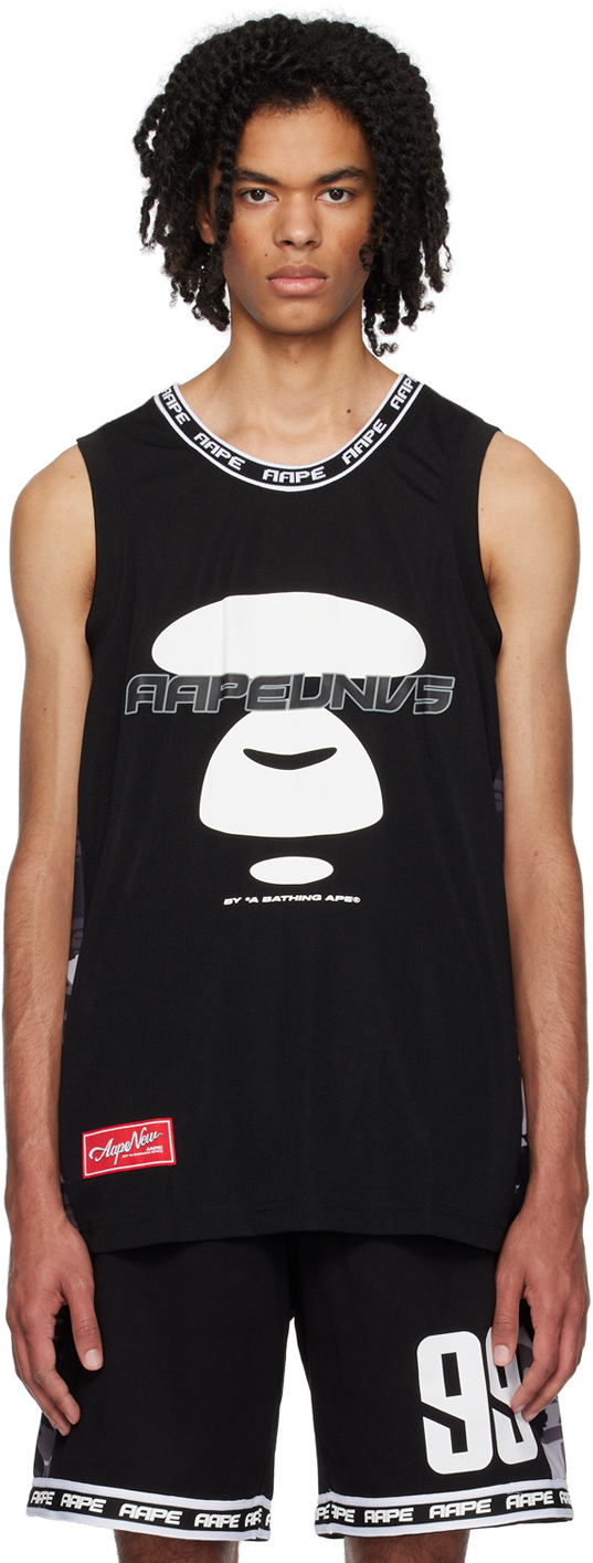 Aape By A Bathing Ape Logo-embellished Jersey Tank Top In Schwarz