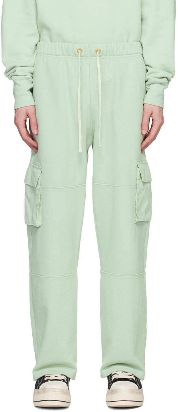 Les Tien Green Drawstring Cargo Pants In Mint Chip