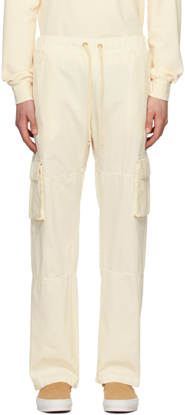 Les Tien Off-white Drawstring Cargo Pants In Ivory Stone
