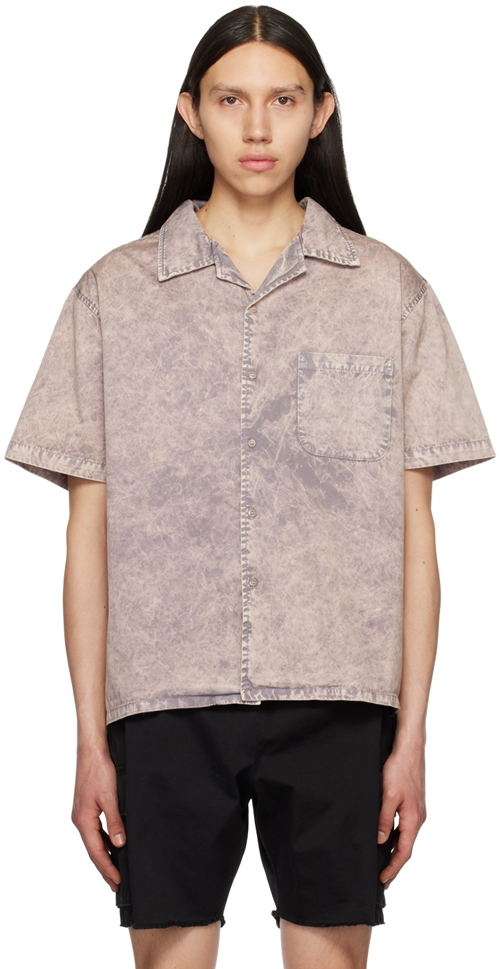 Les Tien Taupe Washed Shirt In Grease Mineral