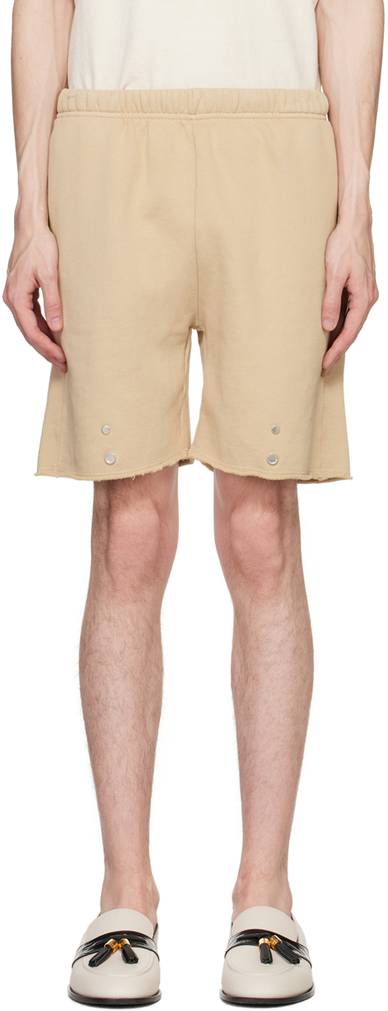 Shop Les Tien Beige Snap Front Shorts In Almond
