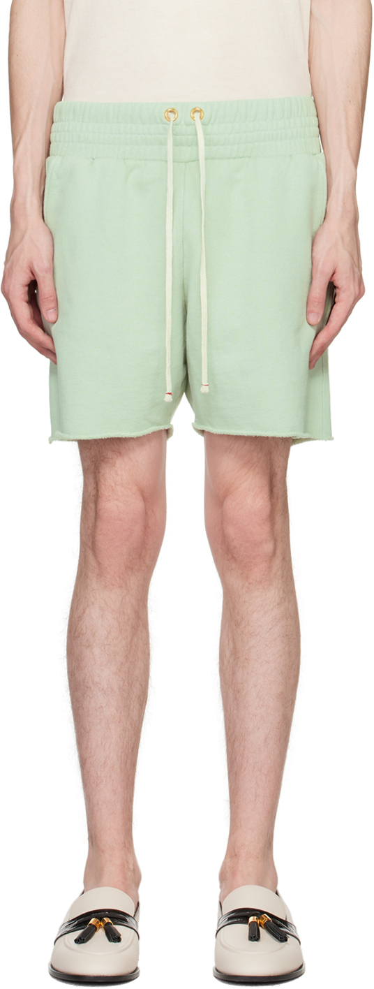 Green Raw Edge Shorts