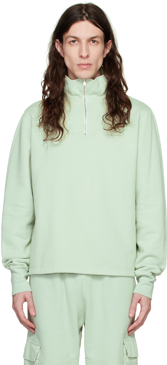 Les Tien Green Heavyweight Yacht Sweater In Mint Chip