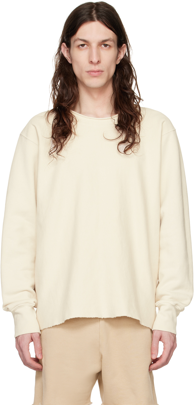 Shop Les Tien Off-white Crewneck Sweatshirt In Ivory