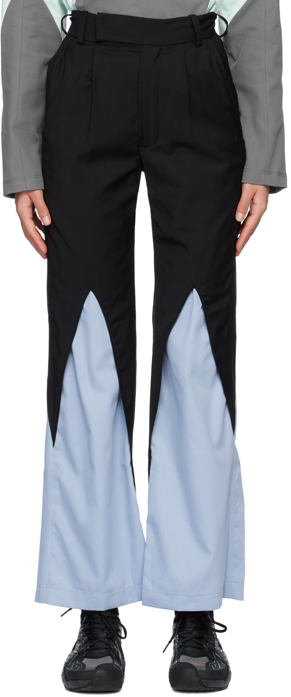 Strongthe Black & Blue Two-Tone Trousers