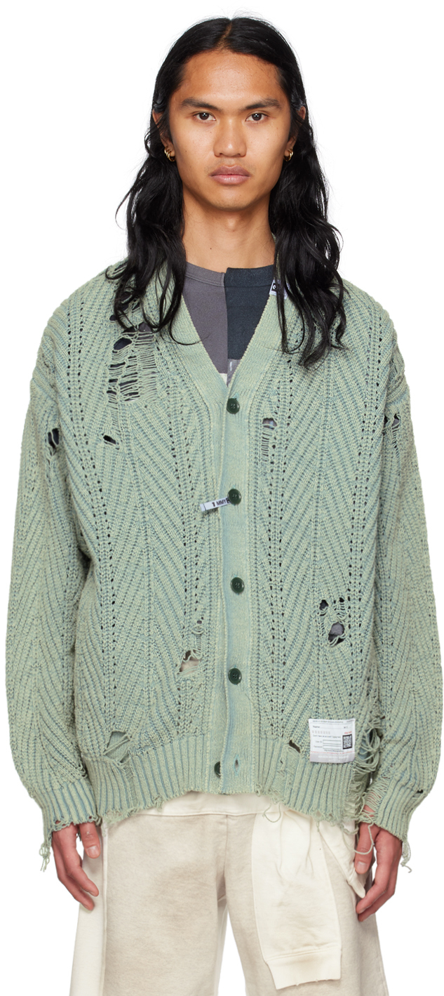 Green Bleached Cardigan by Miharayasuhiro on Sale