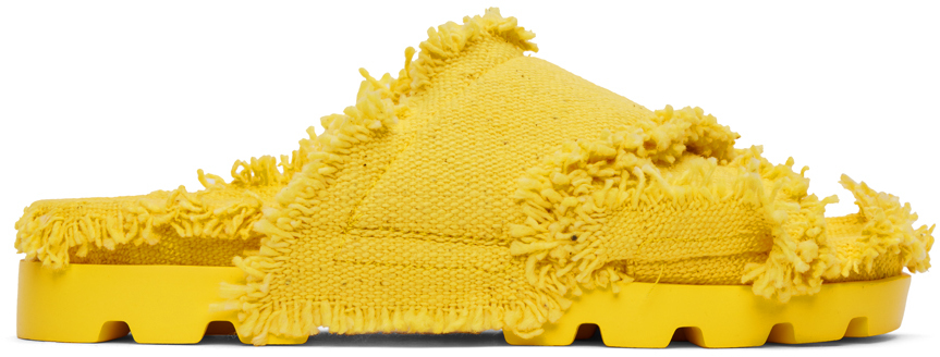 Camperlab Brutus Frayed-edge Sandals In Bright Yellow